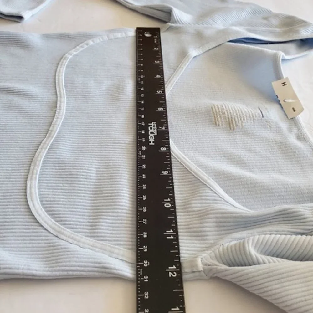 NWT Free People Intimately Light Blue Ribbed Long Sleeve Crop Top Layer Size M/L